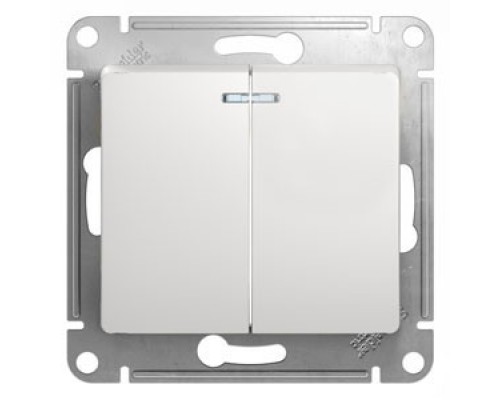 Выключатель  2-клавишный  с подсветкой Schneider Electric Glossa.