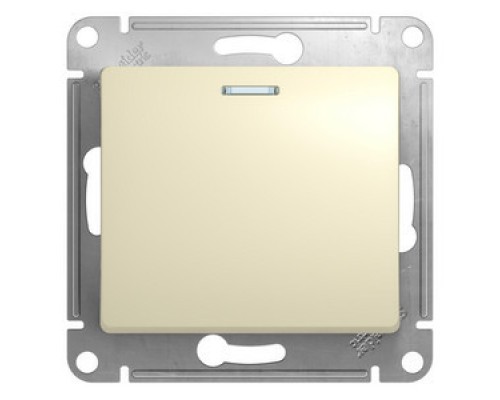 Выключатель 1-клавишный с подсветкой Schneider Electric Glossa, бежевый