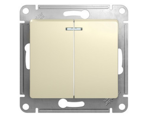 Выключатель 2-клавишный с подсветкой Schneider Electric Glossa, бежевый