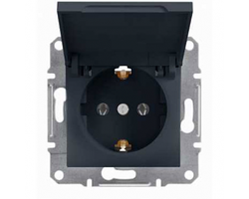 Розетка 1-я с крышкой Schneider Electric Glossa.(В сборе)