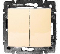 Выключатель двухклавишный Legrand Valena (крем)